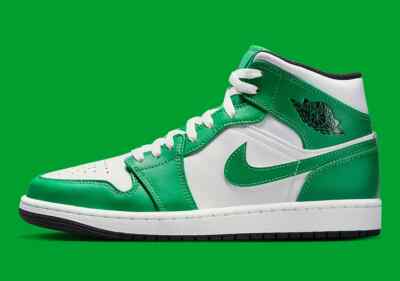 Nike Air Jordan 1 Mid Lucky Green Black White DQ8423-301 Men's