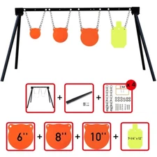 AR500 Steel Shooting Target Stand System(Stand,Chains&6"8"10" Gong+7"x12" Torso)