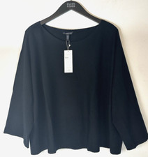 NWT Eileen Fisher Plus Merino Wool 3/4 Slit Sleeve Sweater Size 1X Black 248