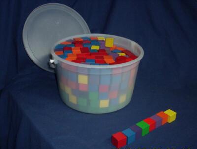 Nasco Math Hardwood Color Cubes Pattern Blocks 355 Total - Used