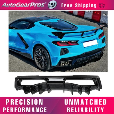 Rear Bumper Diffuser For 2020-2025 Corvette C8 Z51 Shark Fin Style Black