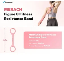 MERACH Figure 8 Resistance Band – Full-Body Workout Band ~ COLOR PINK