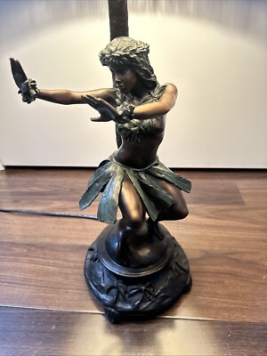Bronze Hula Girl Lamp Made in Hawaii Hawaiian Mehana 49/375 C