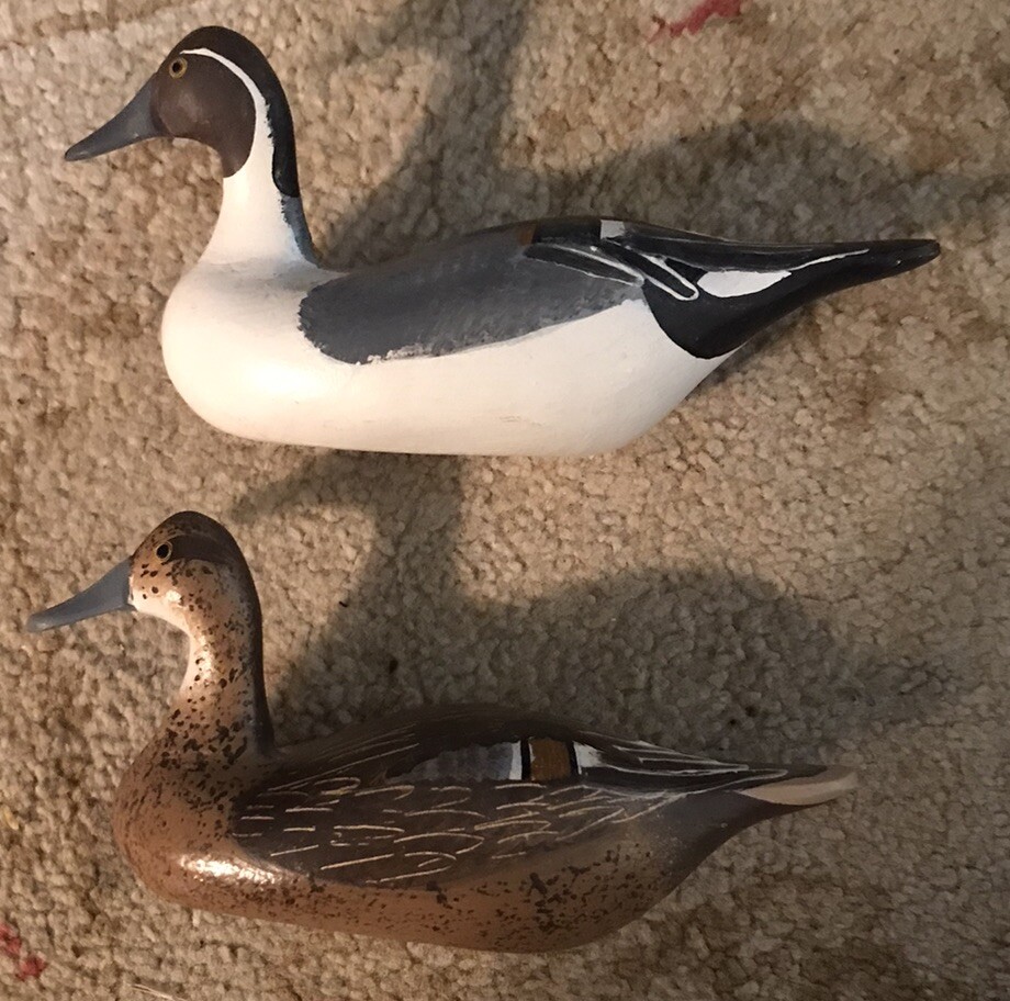2 Vintage Signed Clarence Bauer 1985 Miniature Wooden Duck Decoys eBay