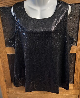 black sleeveless sequin top