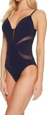 Jets Womens Aspire Plunge One Piece Swimsuit Ink Size US 4
