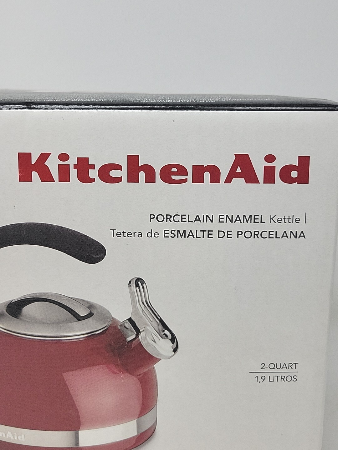 KitchenAid 2 Quart Whistling Tea Kettle Empire Red Enamel C Handle