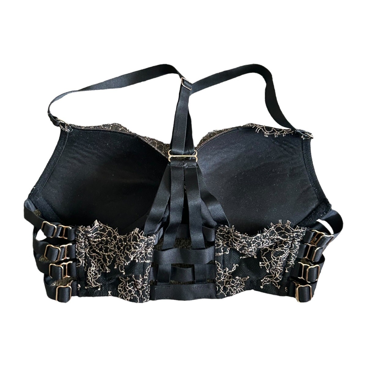 Victorias Secret Strappy Buckle Bondage 32C Bra Very Sexy Push Up