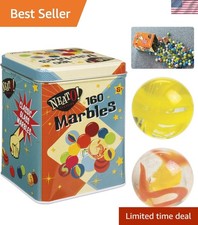 Nostalgic 160 Assorted Glass Marbles in Portable Tin - Fun for Everyone