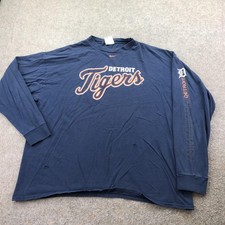 Vintage Detroit Tigers Shirt Mens XL Blue MLB Baseball Nike Long Sleeve Graphic