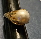 VINTAGE 10 MM PEARL 14K YELLOW GOLD  RING SIZE 8 — photo 2