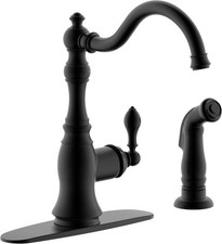 Matte Black Kitchen Faucet with Side Spray,8 Inch Single Handle