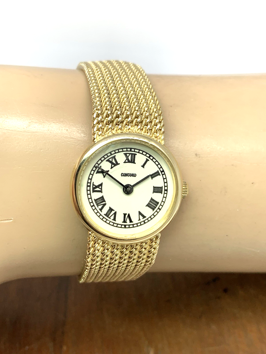 Concord Women's Watch 14k Yellow Gold Roman Dial Vintage Swiss