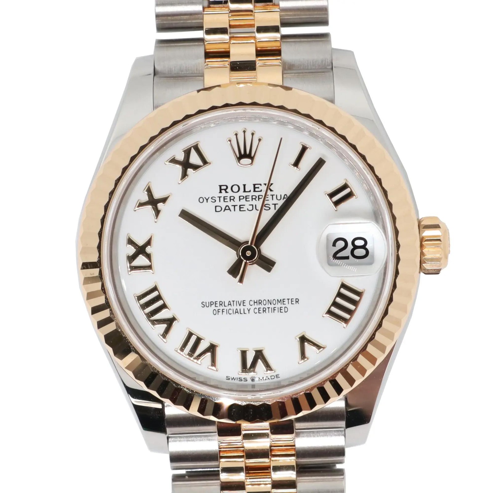 2025 Rolex Datejust 31mm 18K Yellow Gold Steel White Roman Dial Watch 278273