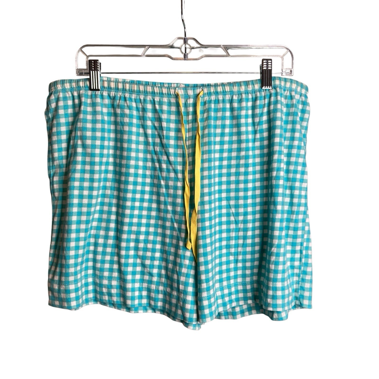 Carole Hochman Blue Gingham Two Piece Shorts Pajama Set Size L Loungewear Comfy