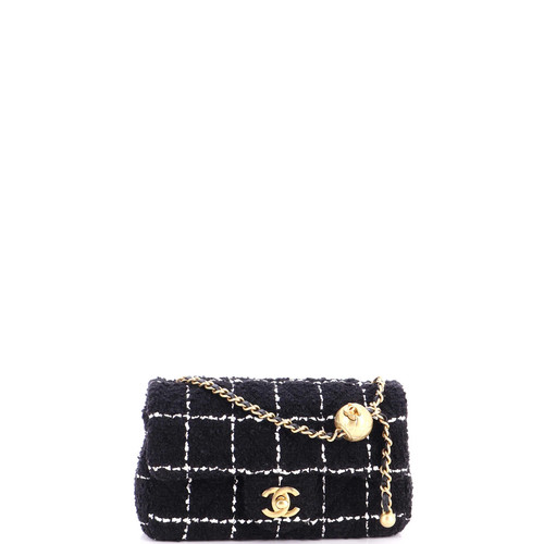 Chanel Pearl Crush Flap Bag Quilted Tweed Mini