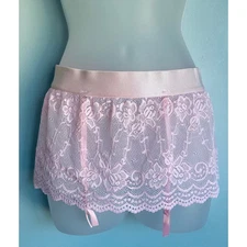 Body Rage Lace Skirt With Garter Straps Pink Small/Medium NWT