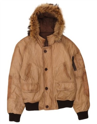 Bata Herren Lederjacke mit Kapuze IT 50 Large Beige Leder DV18