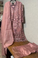 Beautiful Raw Silk Embroidered 3 PC Suit - Medium  Large Sizes - 58