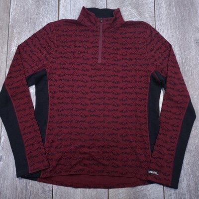 Kerrits 1/4 Zip Top Womens Large Burgundy Horse Print Merino Wool Blend