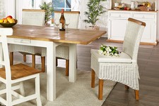 Weisser Rattanstuhl, Pinie mit Rattangeflecht, Shabby Chic Esszimmerstühle, weiß