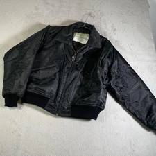 Flyers Intermediate WEP Jacket Mens Medium Black Nylon Flight Bomber Coat Zip