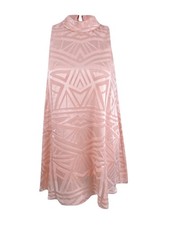 Vince Camuto Women's Mock-Neck Burnout Trapeze Dress (4, Blush)