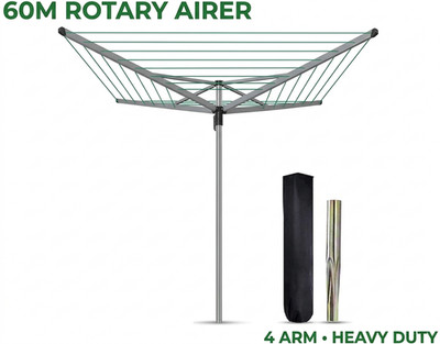 60 m Wäschespinne strapazierfähig 4 Arm Outdoor Wäscheständer Trockner Abdeckung UK