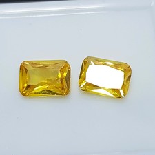 Natural Yellow Sapphire 7MM Pair Emerald Cut Matching Certified Loose Gemstones