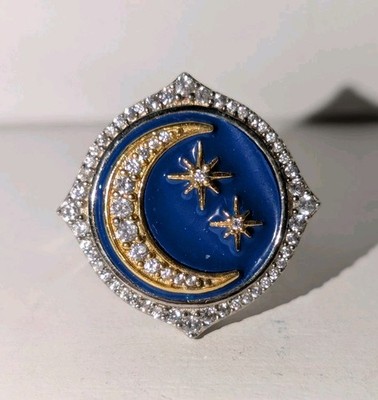 Sterling Silber Mond Stern Ring weißer Topas himmlisch - Dallas Prince - Größe 7