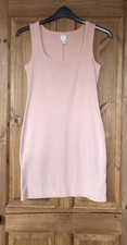 H&M nude pink ribbed cotton sleeveless dress M