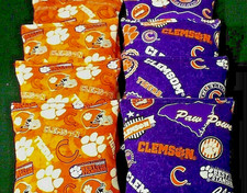 CLEMSON University Tigers CORNHOLE BEAN BAGS 8 ACA Regulation baggo