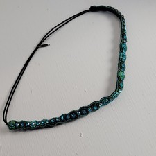 Women s Elastic Rhinestone Headband Turquoise Blue Fashion Dance Costume Beaded