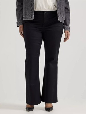 Lee Plus Sz 26 Bootcut Mid Rise Wrinkle Resistant Unionall Black Dress Pants