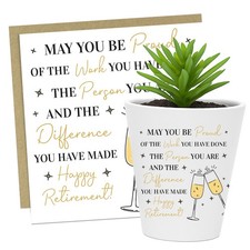 Retirement Gifts For Women Plant Pot and Card Congratulations Leaving Present