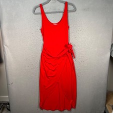 Reformation Womens Size Medium Red Sleeveless Wrap Midi Dress With Side Tie