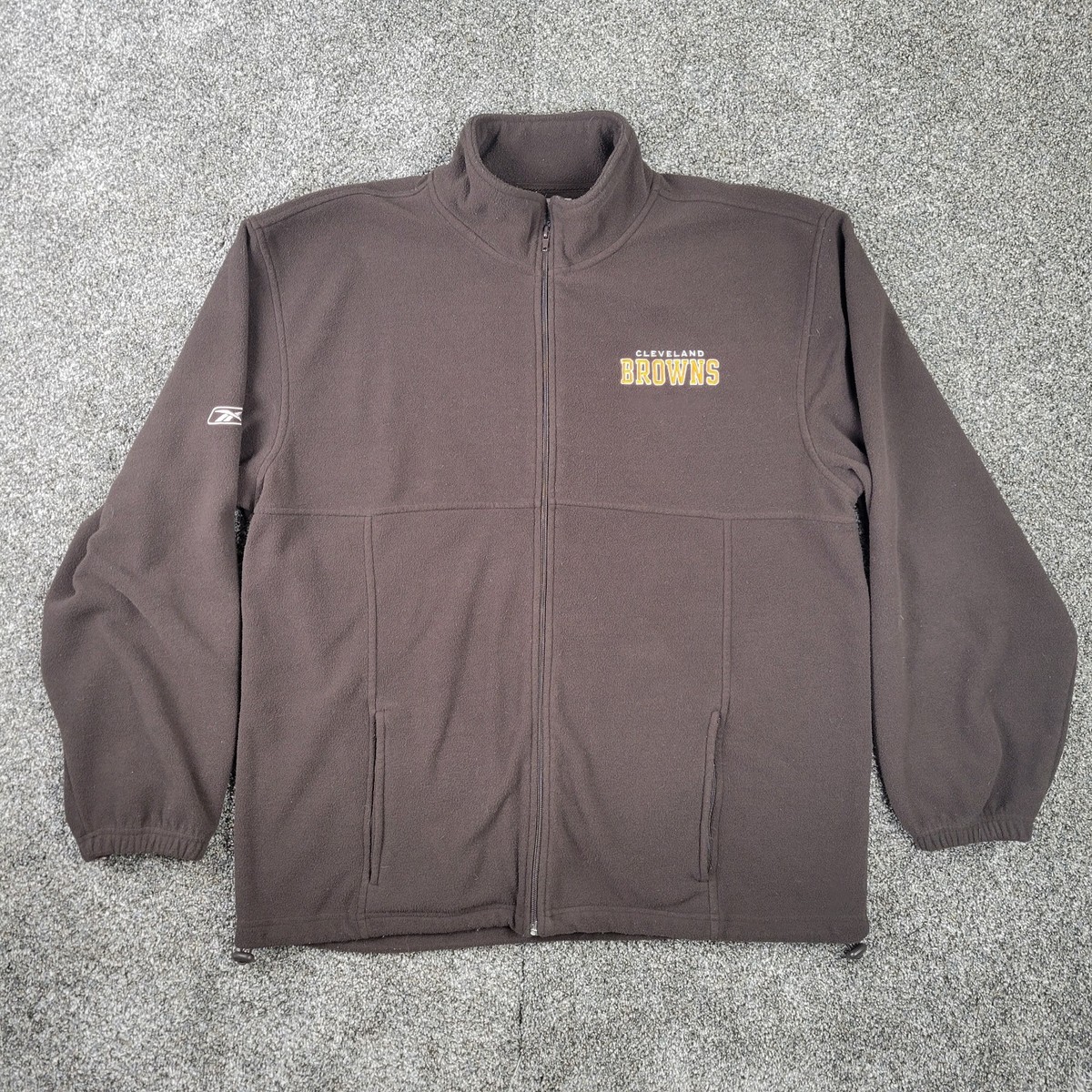 Cleveland Browns Jacket Mens 2XL Brown Fleece Full Zip NFL