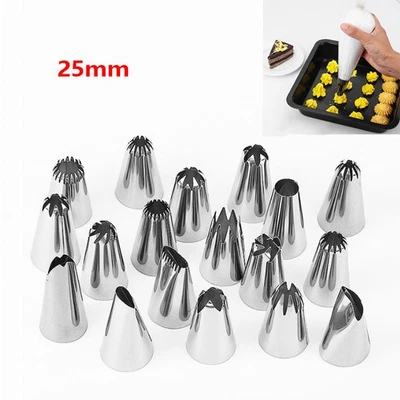 1/5/10 Pcs 25mm Stainless Steel Piping Nozzle Cake Decorating Tools DIY Reusable - Image 1 of 4