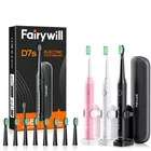 Fairywill Sonic Electric Toothbrush 5 Mode Timer Rechargeable 8 Brush Head Case