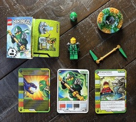 LEGO NINJAGO: NRG Lloyd 2X (9574) Used Complete RARE Figure 3 Cards & spinner
