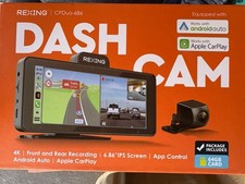 Rexing Dash Cam CPDuo 686 4k 64gb CarPlay Android 6.86”IPS Recording. New
