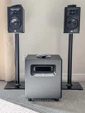 JBL 2.1 Bundle - 5" Powered Studio Monitor Pair (305P) & 10" Subwoofer w/stand