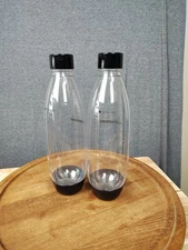 Sodastream Carbonating Bottles 2 Pack 1 Liter Black Tops NEW, Sparkling Water