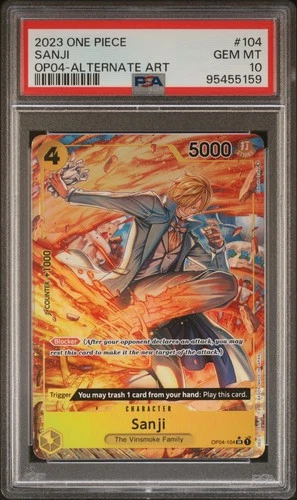 2023 ONE PIECE OP04-KINGDOMS OF INTRIGUE ALTERNATE ART #104 SANJI PSA 10