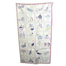 Handmade Alphabet ABC Quilt Pink Plaid Baby Toddler Embroidered Crib Blanket