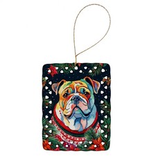 English Bulldog Christmas Porcelain Ornament DAC3445CO2