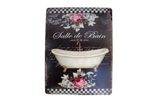 Shabby Blechschild Bad Badewanne Nostalgie Paris Salle de Bain Wanddeko