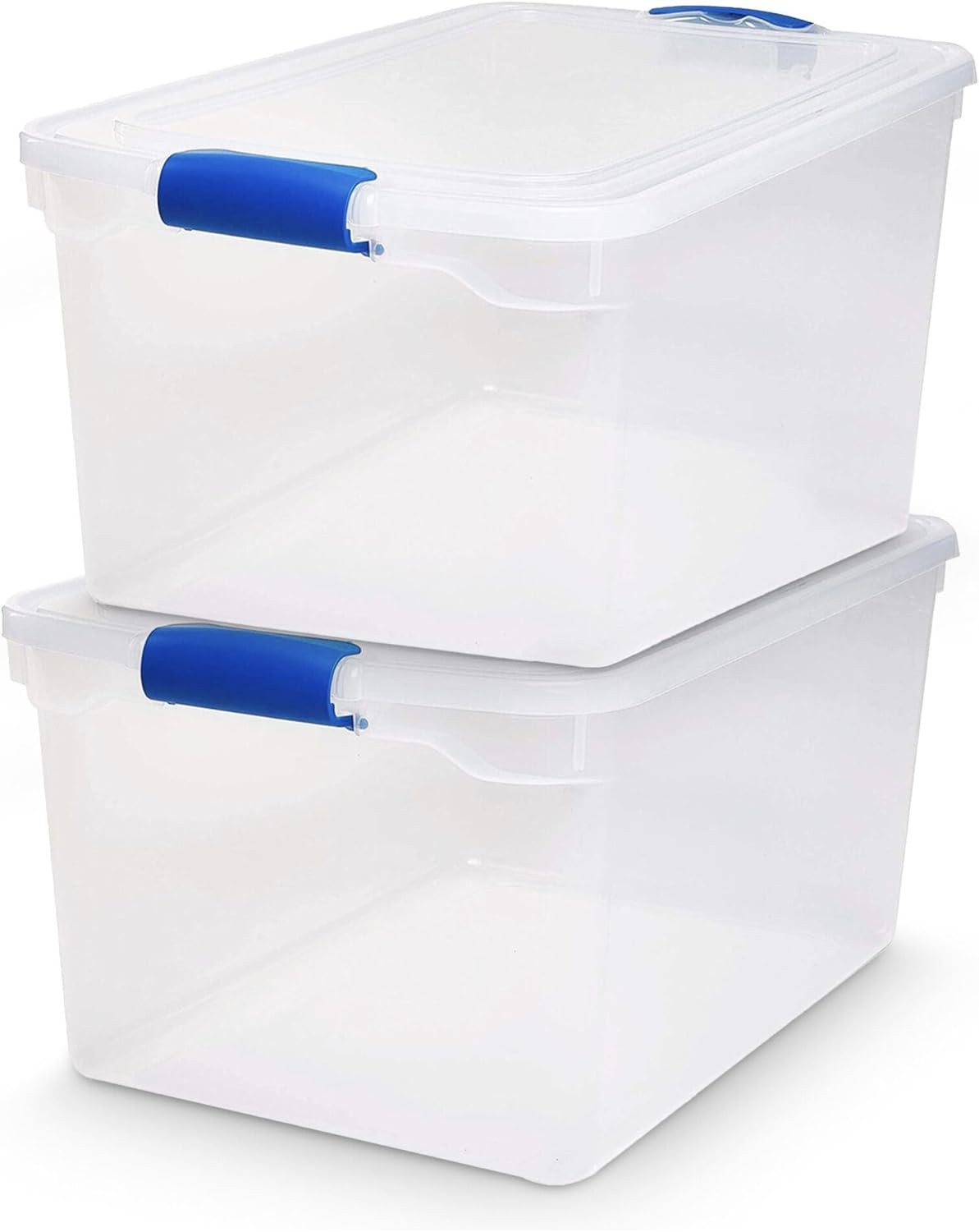 2-Pack Latching Lid, Large Clear Plastic Storage Bins with Lids, 66 Quart