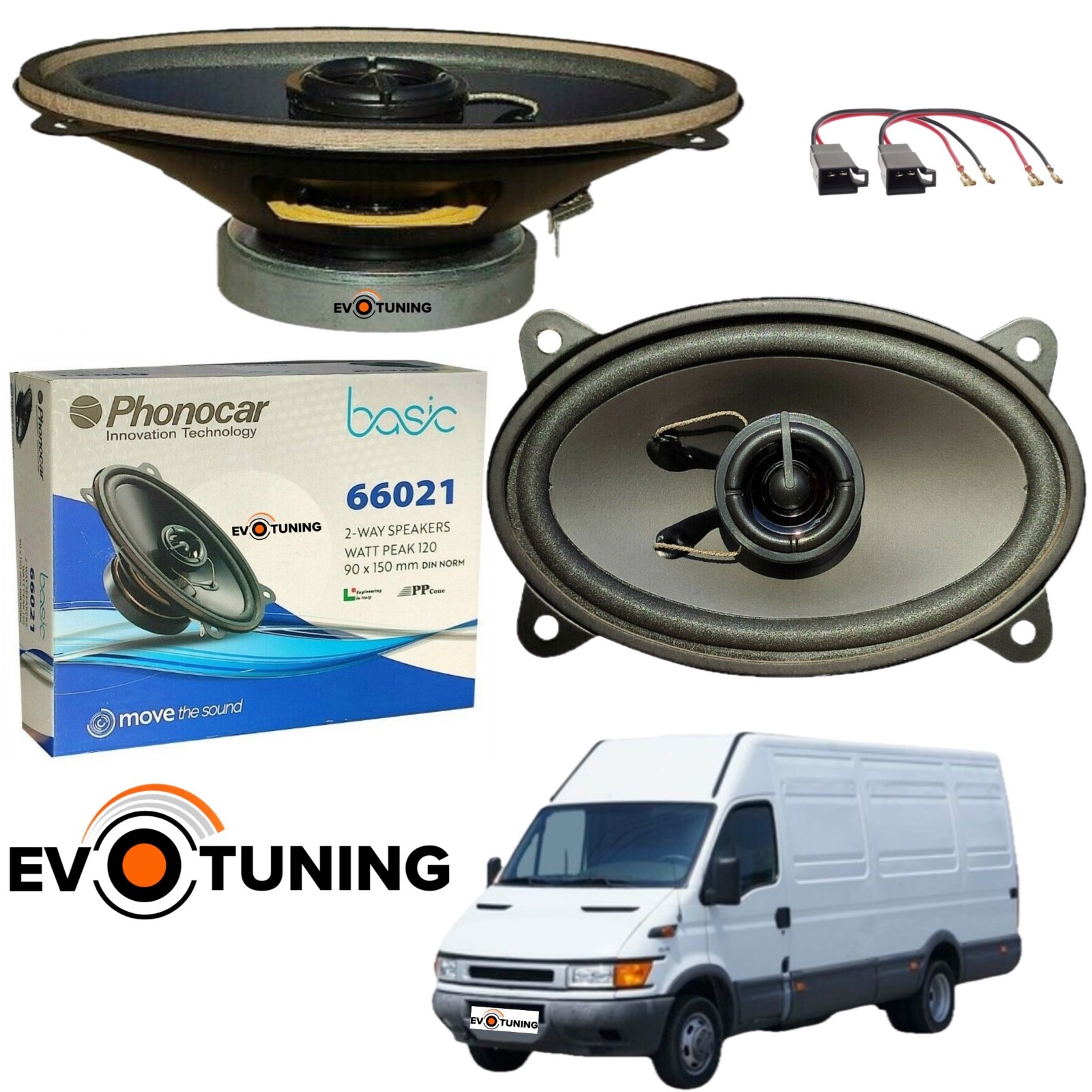 Kit Audio Iveco Daily dal 1999: 2 Casse 10x15cm + Cavi Adattatori