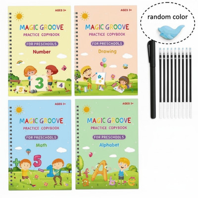 Magic Practice Copybook Set Boy Girls Handwriting Book Reusable Pen Holder 16Pcs
